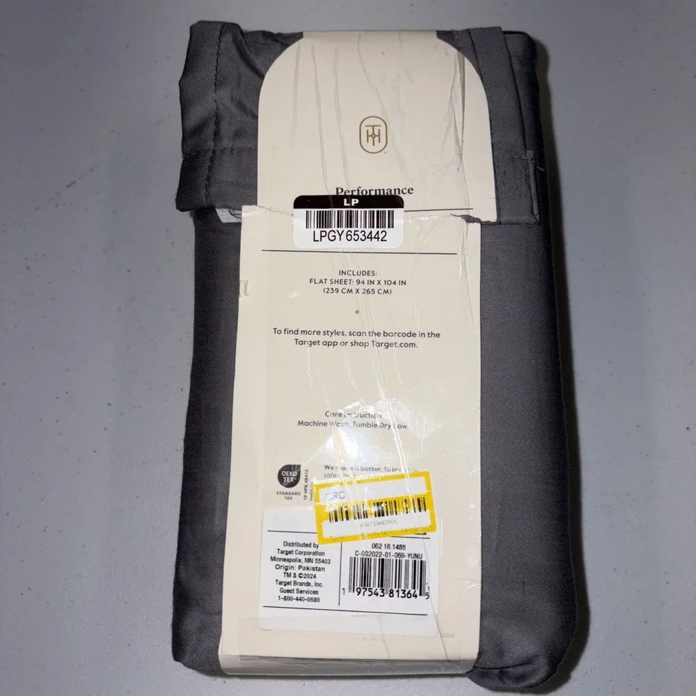 Threshold Queen Size 400 Thread Count Performance Flat Sheet - Radiant Gray